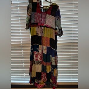 NATURAL LIFE Colorful Patchwork Long Sleeve Dress